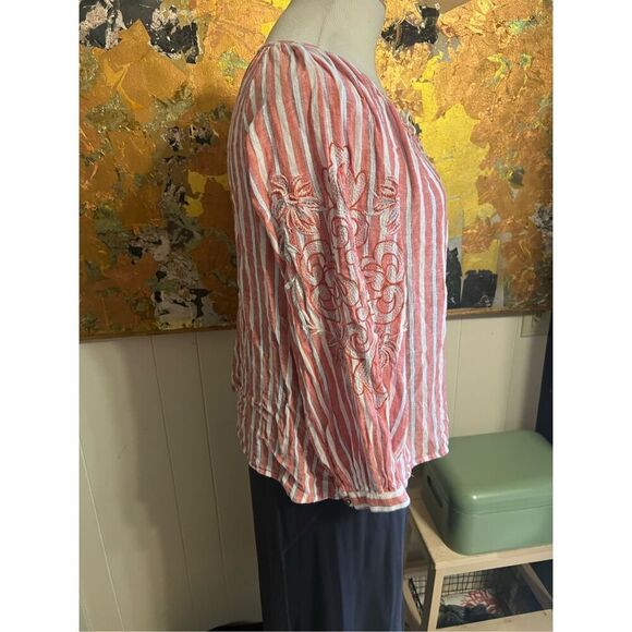 Anthropologie Akemi + Kin Audria Linen Peasant Top M - Picture 6 of 9